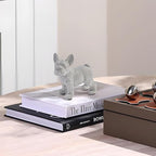 French Bulldog Statue,Resin Sparkly Frenchie Dog Sculpture Decor for Home Living Room Office Bedroom Shelf Desktop Decorations,French Bulldog Gifts for Men and Women,Silver