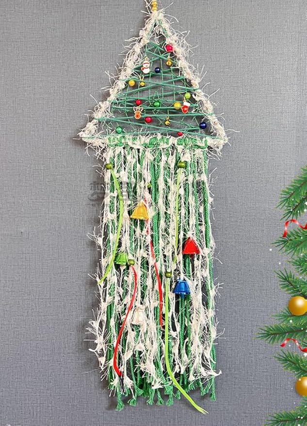 Christmas Tree Dream Catcher with Lights Handmade Christmas Dreamcatcher Hanging Decoration Home Wall Decoration Craft Ornament
