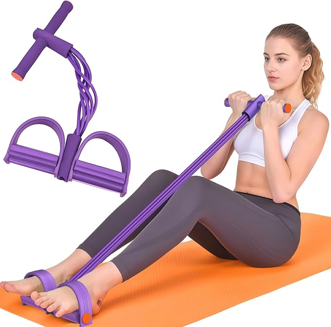 Resistance Bands with Handles, 6-Tube Elastic Foot Pedal Resistance Band, Natural Rubber Ankle Puller Sit-up Exercise, Multifunction Fitness Bands for Abdomen, Waist, Arm, Leg Stretching Training