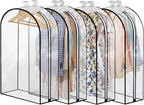 4 Pack Full Clear Garment Bags with Side Zipper, 40" Clothes Covers with 10" Gusset, Transparent Hanging Suit & Coat Covers for Closet Storage, Jackets, Dresses, Windbreakers