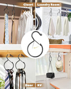 6 Pack Belt Hanger, Tie Hanger & Belt Organizer, Rust-Proof Belt Hanger for Closet, Ties, Scarves, Bags & Accessories, Keeps Closet Neat & Organized, Black