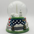 4.75" Washington DC Landmarks Snow Globe, Ceramic Looking Poly Resin, with US Flag and Glitter, White House, Capitol, Jefferson Memorial, and Washington Monument (Large Flag Base Panorama Globe)