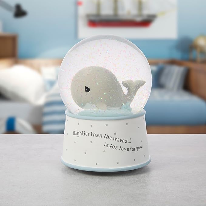 Precious Moments Mightier Than the Waves Brahms' Lullaby Whale Musical Resin/Glass Snow Globe, One Size, Multicolor