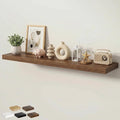 Floating Shelves for Wall 55 in x 9.3 in Deep, Wall Mounted Rustic Wood Shelf with Invisible Brackets for Storage & Display, Living Room Bedroom Bathroom, Walnut, 1 Pack