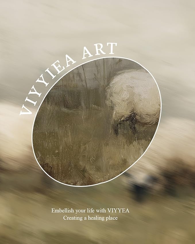 VIYYIEA Vintage Gold Framed Wall Art for Living Room, Sheep Canvas Prints Home Decor, Oil Painting Picture, Bedroom Wall Decor Gifts for Friends or Family -【Valais Blacknose Sheep】-(16L x 12W)