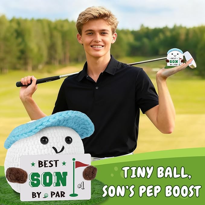 Golf Gifts, Positive Crochet Funny Golfers Presents for Son, Emotional Help Handmade Knitted Golf Themed Doll, Funny Gag Gifts for Golfer Son