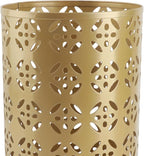 Zerodis Large Round Hollow Design Metal Umbrella Holder, Stylish Gold Finish Steel Umbrella Stand for Entryway, Home Office, and Outdoor Use (S)
