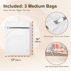 HOUSE DAY Black Plastic Hangers 60 Pack & Medium Mesh Laundry Bags 3 Pack - Space-Saving & Non-Slip Clothes Hangers with Hooks + Delicates Wash Bags Pefect for Closet Storage and Organization
