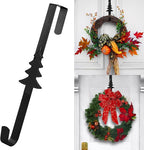 15 inches Christmas Decorative Wreath Hangers for Front Door;Over the Door Hooks (Black, Christmas Tree)