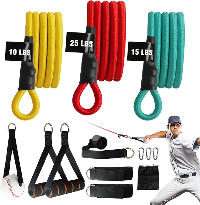 Baseball Resistance Arm Bands - Baseball Bands for Arm Strength, Durable Baseball Bands with Interchangeable Grips, Ideal for Baseball Training, Warm-Ups & Beginner Learning