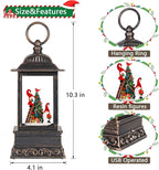 Christmas Snow Globe Decorations, Musical Glitter Red Gnome Lantern with 6H Timer, USB/Battery Powered Lighted Décor for Home, Tabletop, Gift Box