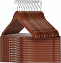 TOPIA HANGER Wooden Hangers 30 Pack, Wood Clothes Hangers, Durable Coat Hanger with 360-Degree Rotatable Hook, Non-Slip Pants Bar and Shoulder Notches for Camisole Tops (Walnut) - CT34WA30