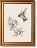 VIYYIEA Vintage Gold Framed Wall Art for Living Room, Bird & Flower Canvas Prints Home Decor, Sketch Painting Picture, Bedroom Wall Decor Gifts for Friends or Family -【Wings and Blooms】-(16L x 12W)