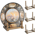 NiHome 6" Multi-Purpose Wooden Display Stands for Plates, Photos, Books, Vinyl Records, Tablets, Small Art Pieces, Retro Style Stable Solid Holder for Home Decor, Retail Displays, Art Showcases (3PCS)