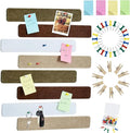 Vuzvuv 8 pcs Bulletin Board Bar Strips with 50 Pushpins & 10 Wooden Clip pins，Self Adhesive Cork Board for Wall，Felt Pin Board for School，Office Decor(Coffee-Brown White)