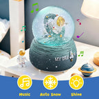 Astronaut Snow Globes, 80MM Musical Glitter Snow Globe to Explore The Vast Starry Sky, Astronaut Musical Snowglobe