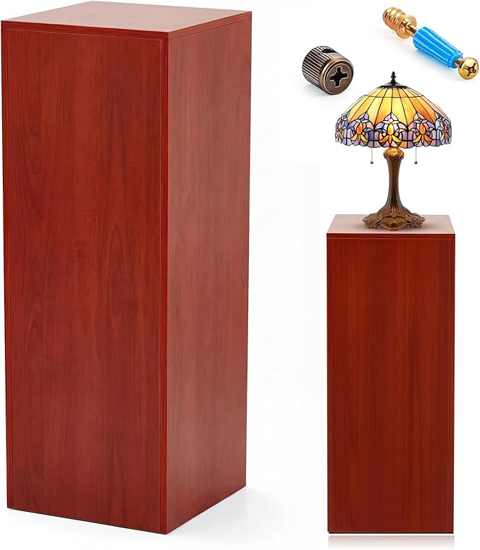 RattanView Wooden Cube Display Pedestal Stand, 15 x 15 x 36 Inch Sculpture Pedestal Stand, Display Riser Column Pillar Easy Assembly Required for Gallery Store Home Wedding Party Event Decor