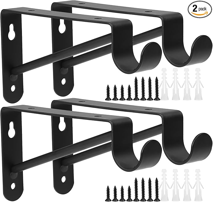Small Shelf and Rod Brackets, 4 Pcs Closet Shelf & Rod Brackets Wall Mounted 5.9 inches, Heavy Duty Closet Shelf Bracket with Rod Holder, Closets Shelves Support Bracket with Screws