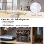 4-Pack Belt storage Organizer for Closet with Removable Dividers - 5 Compartments & Handles Drawer organization and storage for underwear, Socks, and Bow Ties Acrylic Belt Organizers (4)