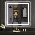 LOAAO 40"X40" LED Mirror for Bathroom, Lighted Bathroom Mirror with Lights, Anti-Fog, Dimmable, Memory Function, Clear Reflection