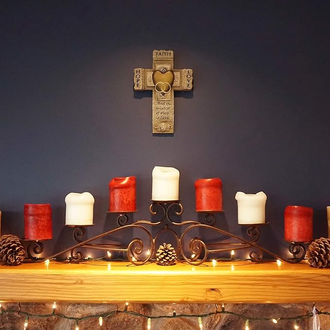 Faith, Hope, and Love Marriage Wall Cross, Wedding, Engagement, and Vow Renewal Couples Gift, Wall Crosses with Bible Verse, 7.25-inch by 10.5-inch, by Abbey & CA Gift