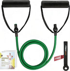 RitFit Single Resistance Exercise Band with Comfortable Handles - Ideal for Physical Therapy, Strength Training, Muscle Toning - Foam Padding Door Anchor and Starter Guide Included
