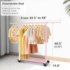 MISSLO Small Garment Racks for Hanging Clothes Rack Mini Kids Clothing Rack Rolling Dress up Storage for Toddler, Baby, Little Girl, Children, Adult(Pink)