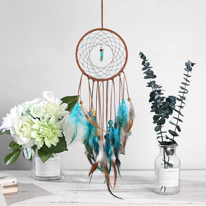 DIY Dream Catcher Kit - Making Dream Catcher Supplies Craft Kit, Handmade Wall Decor for Bedroom, Living Room, Wedding and Party Decoration (Turquoise)