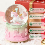 Unicorn Snow Globes,Pink Music Snowglobes with LED 7 Colors Lights,Automatic Snow Fall Effect,Home Decor for Kids Room Essentials,Christmas and Birthday Gifts for 3-15 Year Old Girl (Pink)
