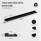 Boswillon 70.9 Inches Long Floating Shelves, 2 Set Modern Wall Shelf for Bedroom, Nursery Book Shelf with Lip, Picture Ledge Shelf for Wall Decor Living Room Bathroom Kitchen - Black