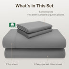 California Design Den Luxury Queen Size Sheet Set - 100% Cotton, 600 Thread Count Deep Pocket Queen Sheets, Hotel-Quality Bedding with Sateen Weave - Mist Grey