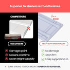 Tension Rod Shelving Expandable Closet Tension Shelf Storage Rack - No Drill Cabinet Tension Rod Shelf for Closet No-Slip | Shelves for Cabinet (NO Screw Installation)