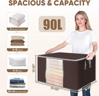 BALEINE 8 Pack Clothes Storage Bags, 24 Gallon Storage Containers with Reinforced Handle, Sturdy Zipper, Closet Organizer for Blanket, Comforter, Pillow, Bedding (Brown, 8 Pack)