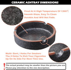 Ceramic Ashtray Stylish Indoor & Outdoor Cigarette Ashtray for Home, Coffee Bars, and Patios，Lava Dazzling Black (Medium Size)