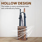Modern Brown Umbrella Stand with Removable Water Tray, PVC Umbrella Holder, Indoor and Outdoor Use, Storage Bin Freestanding for Home, Office, Hotel