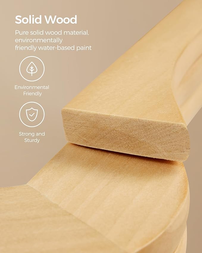SONGMICS Solid Wood Hangers, 20-Pack Coat Hangers with Shoulder Notches, Pants Bar, 360° Swivel Hook, Non-Slip for Jackets, Shirts, Dresses, Natural UCRW001-20