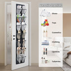 Over The Door Shoe Organizer, 14 Large Mesh Pockets Hanging Shoe Rack for Closet Organizers and Storage, 2-pack (black)
