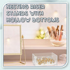Jerify 6 Pcs Acrylic Risers Display Stands, 5.91'' 5.12'' 3.54'', Clear Square Nesting Pedestal Shelf with Hollow Bottom for Tabletop Jewelry Display, 3 Sized