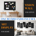 DOLLAR BOSS Large Cork Board for Wall 48" x 36" x 0.5" Bulletin Board 12 Packs Black Cork Board Tiles Self Adhesive Felt Wall Tiles with Pushpins, Corkboard for Office Pin Board Tack Board, Black