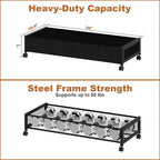 2 Pack Under the Bed Storage Containers,36 inch Long Underbed Storage with Wheels,7.3 inch Height Under Bed Shoe Storage,Large Rolling under bed Clothes Storage Drawers with Lid for Dorm,Black