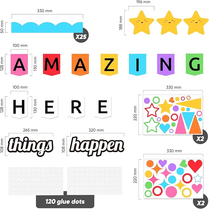 LioNergy Classroom Bulletin Board Decoration Set Welcome Bulletin Board Wall Door Decor for Kindergarten Preschool Elementary Middle School - Amazing Things Happen Here