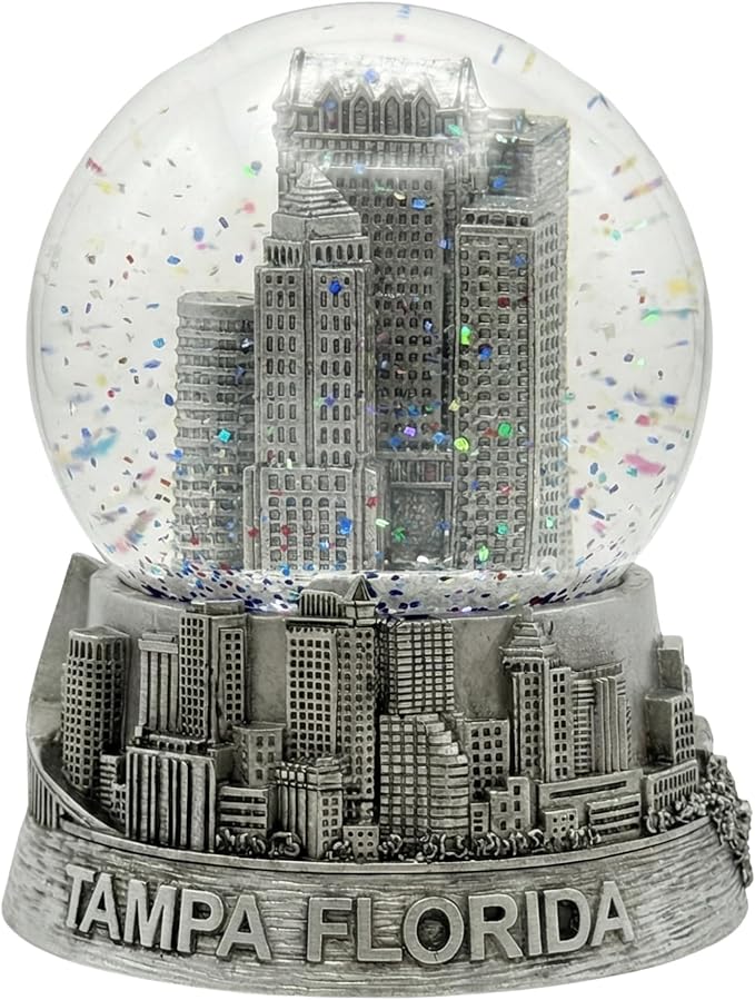 Silver Tampa Florida Snow Globe 3.5 Inches