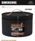 Hat Box, Travel Hat Storage Box, Foldable Space-saving Hats Boxes Organizer for Men & Women Storage, Stackable Hats Carrier Case for Round Brim, Cowboy, Panama, Tweed Caps - Black