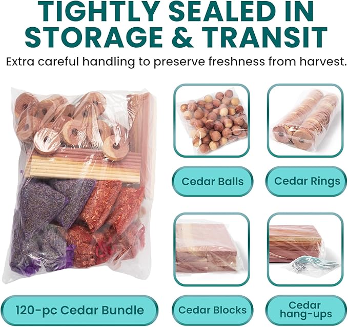 50 Cedar Rings for Clothes Storage & Closet Set - Drawer & Closet Freshener - Clothing Storage Accessories