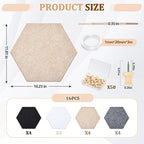 Mindsoft 16 Pcs Hexagon Cork Board for Walls with 50 Wooden Push Pins 12x10 in Felt DIY Tiles Notice with Nano Tape Hanging Bulletin Board for Home Photo Office Memo Note(Classic)
