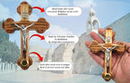 Zuluf 5.5" Wooden Wall Cross with 14 Stations Crucifix and Jerusalem Soil Christian Holy Land Gift from Israel CRS092