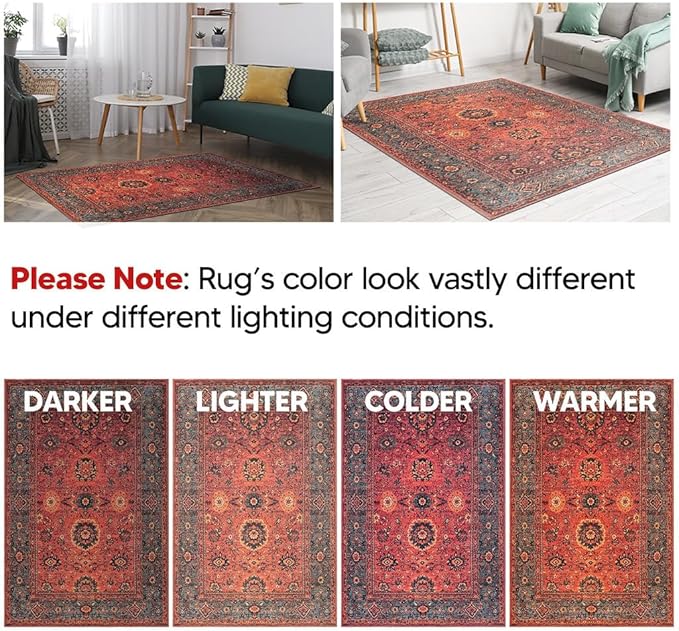 Keen Home Design 2x3 Rug - Machine Washable Entry Rug with Non-Slip Backing, Ideal for Enteryway, Kitchen, Bathroom, Laundry Room - Vintage, Easy Clean, Durable, Low Pile Rug - (2' x 3')