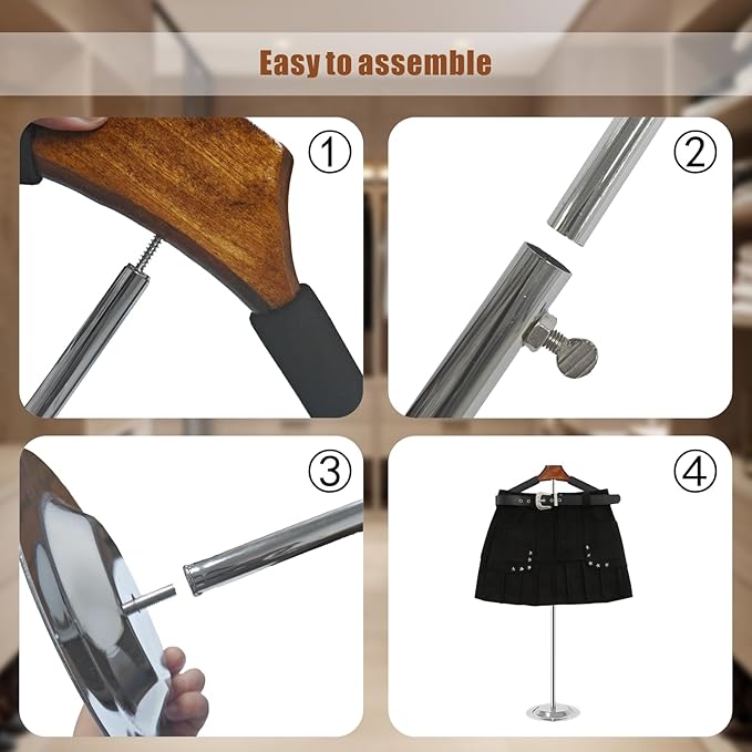 Eunika 2 Pack Adjustable T Shirt Display Flexible Shoulder Stand, 16-31 Inch Portable Metal Shirt Rack Display Stand Garment Coat Holder for Clothing Garment Coat Retail Vendor, Cloakroom