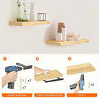 HOOBRO Floating Shelves for Wall, Wall Mounted Shelf Set of 2, 15.7" Hanging Shelf with Invisible Brackets, for Wall Decor Storage in Bathroom Bedroom Kitchen Living Room Office, Natural NL40BJ01
