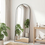 DUMOS Arched Full Length Floor Mirror, 65"x24" Full Body Standing Mirror with Aluminum Frame and Shatter Proorf Nano Glass, Modern Wall Hanging Leaning for Living Room, Home Decor, Black